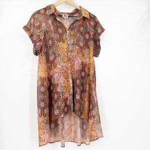 Ivy Jane Boho High Low Tunic Top S Sheer Western Country Hippie Festival Boho